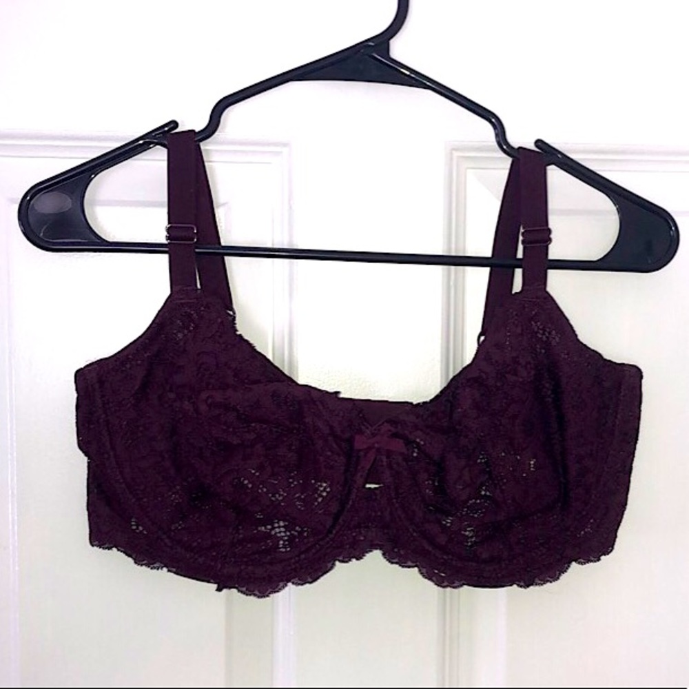 Victoria Secret Deep Maroon Lace Unlined Bra